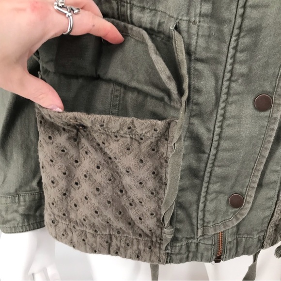 Eyelet Lace Accent Comfy Utility Jacket - Picture 6 of 16